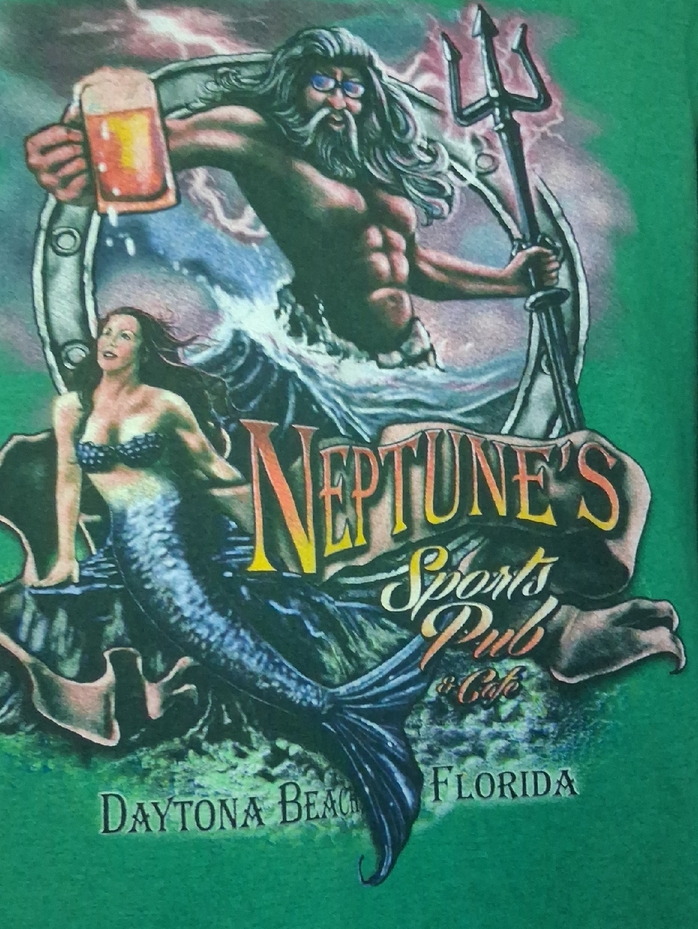 Gildan Green Neptune's Sports Pub Daytona Beach Graphic Tee